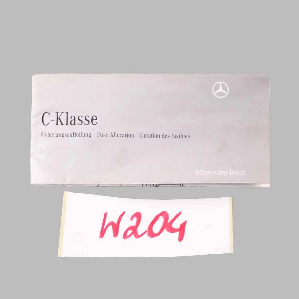 Mercedes W204 Fuse Box Grouping Fuse Placement Map Card Diagram - SKU A2045842982 - Part number A2045842982