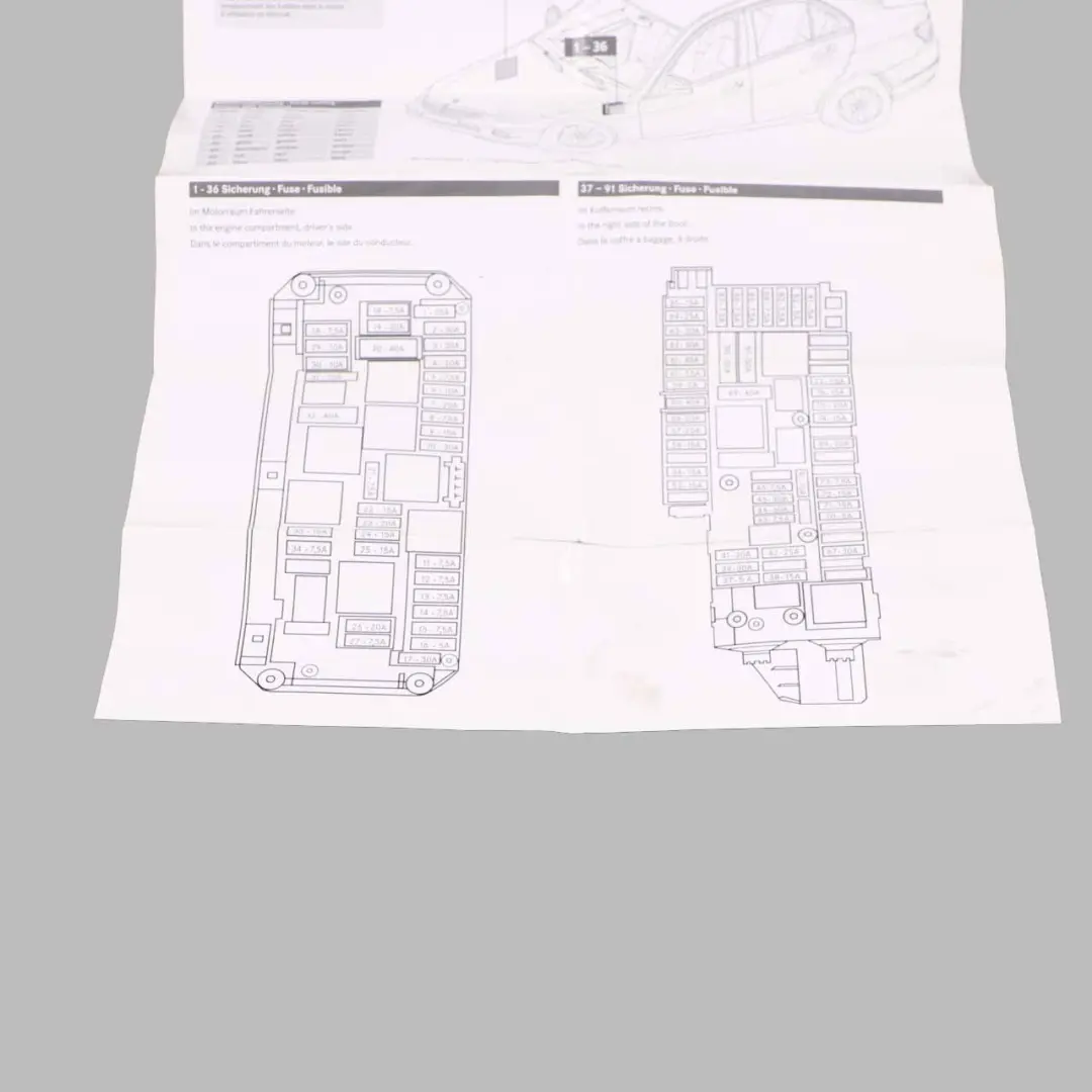 Mercedes W204 Fuse Box Grouping Fuse Placement Map Card Diagram - SKU A2045842982 - Part number A2045842982