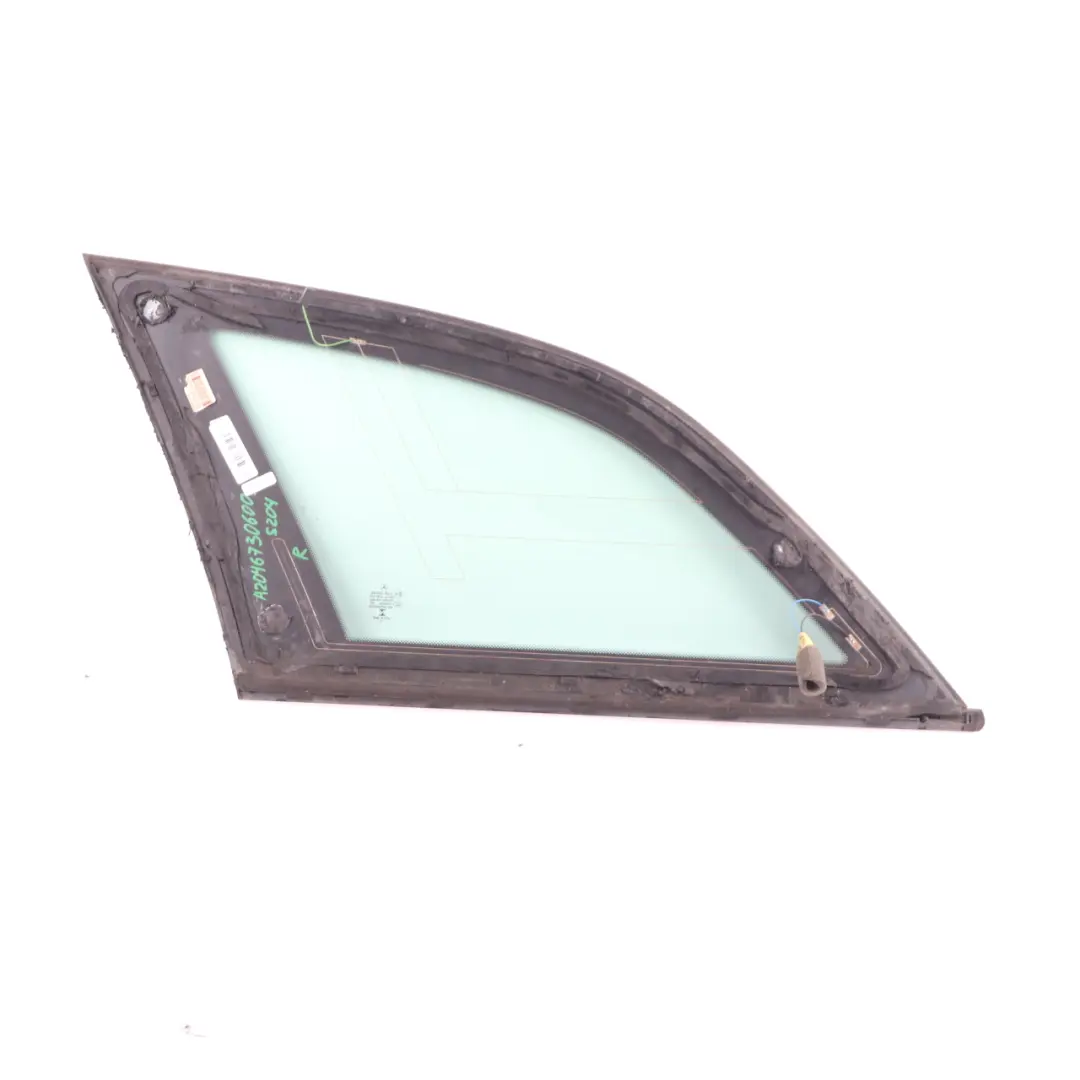 Cristal Ventanilla Lateral Trasero Derecho Verde AS2 para Mercedes S204 con número de pieza A2046730600 Mercedes S204 Cristal Ventanilla Lateral Trasero Derecho Verde AS2 - SKU A2046730600 - Número de pieza A2046730600