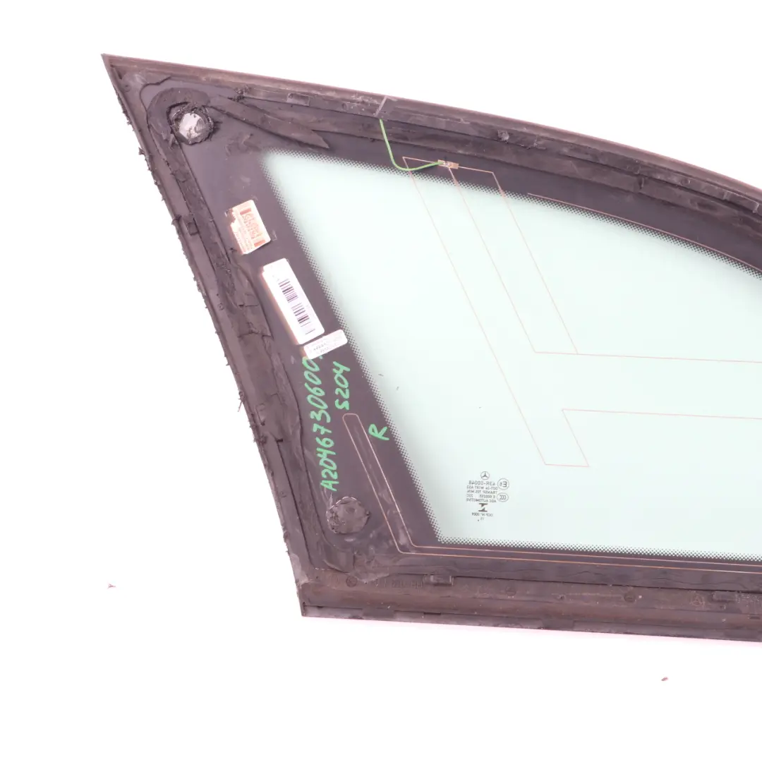Side Window Glass Rear Right O/S Quarter Glazing Green AS2 to Mercedes S204 Estate with Part number A2046730600 Mercedes S204 Estate Side Window Glass Rear Right O/S Quarter Glazing Green AS2 - SKU A2046730600 - Part number A2046730600