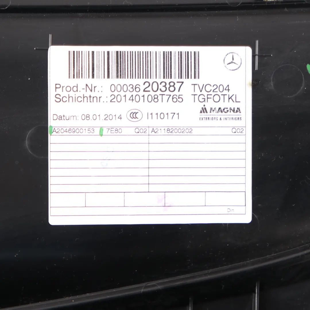 Mercedes W204 Coupe Carte de Porte Arrière Gauche Cache Panneau Noir - SKU A2046900153 - Numéro de pièce A2046900153