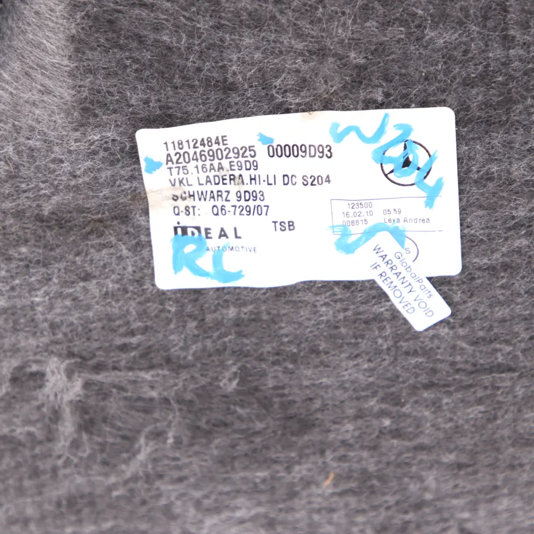 Pannello Copertura Laterale Bagagliaio Posteriore Nero per Mercedes S204 con numero di parte A2046902925 Mercedes S204 Pannello Copertura Laterale Bagagliaio Posteriore Nero - SKU A2046902925 - Numero di parte A2046902925