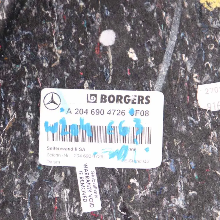 MERCEDES W204 Sedan Tapicerka Bagażnika Lewa - SKU A2046904726 - Numer Części A2046904726