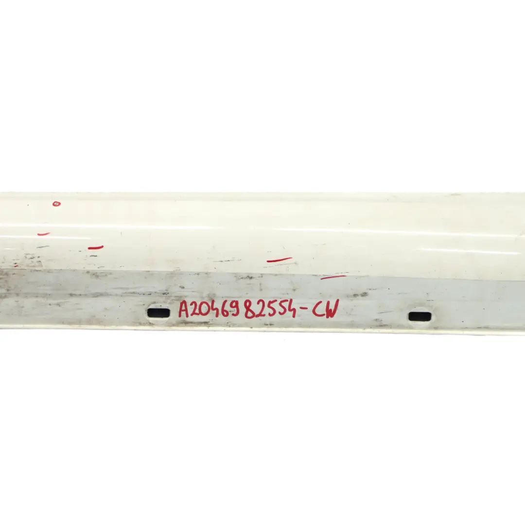 Side Skirt Door Sill Cover Left N/S Calcite White 650 Mercedes C204 AMG - SKU A2046982554-CW - Part number A2046982554