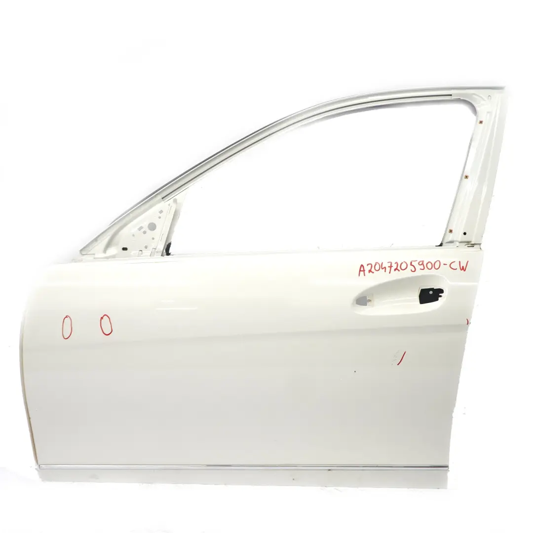 Mercedes W204 Door Front Left N/S Door Panel Calcite White - 650 - SKU A2047205900-CW - Part number A2047205900