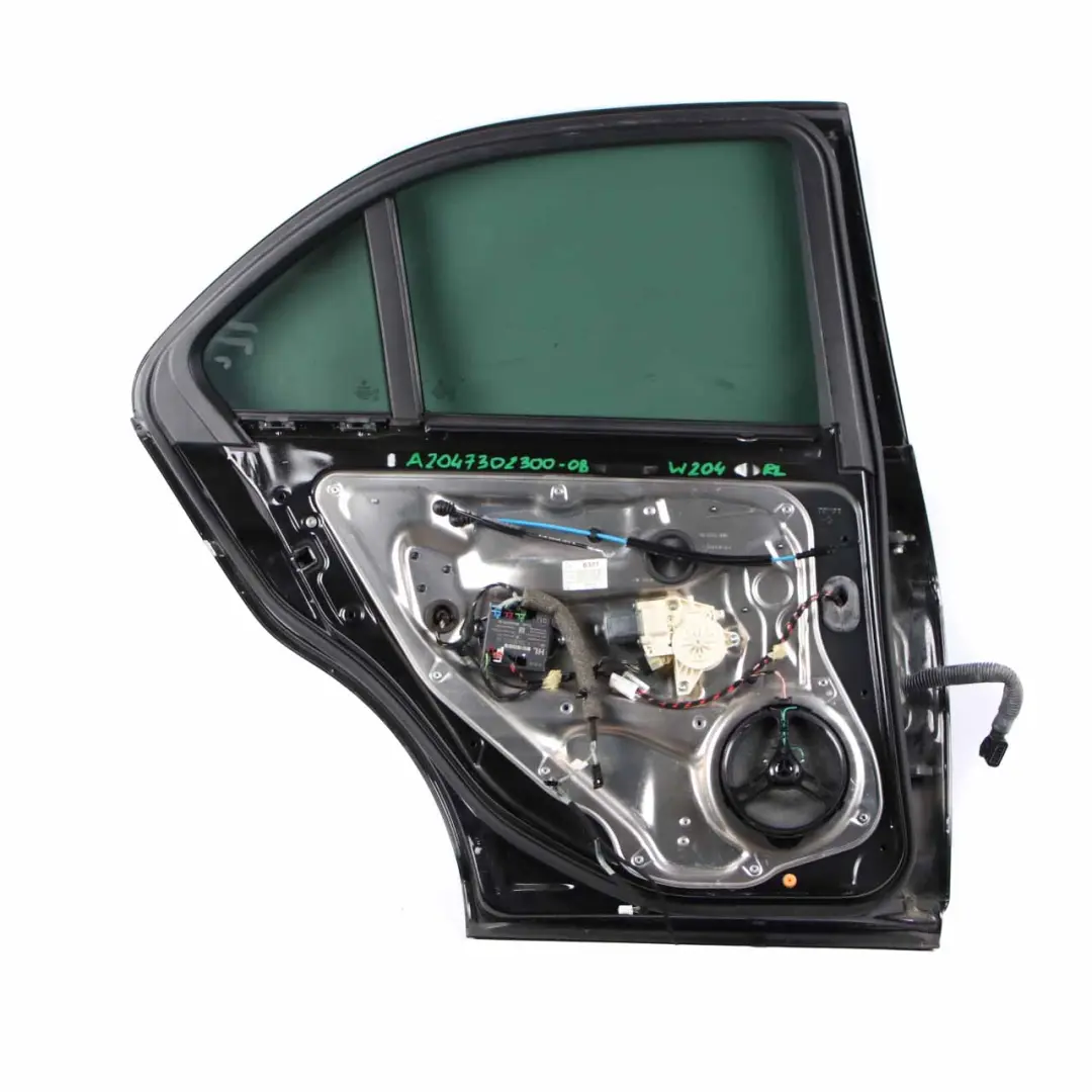 Door Rear Left N/S Covering Obsidian Black Metallic - 197 to Mercedes W204 with Part number A2047302100 Mercedes W204 Door Rear Left N/S Covering Obsidian Black Metallic - 197 - SKU A2047302100-OB3 - Part number A2047302100