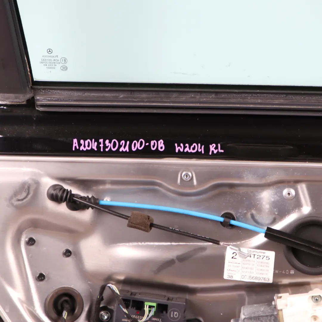 Door Rear Left N/S Obsidian Black - 197 to Mercedes W204 Saloon with Part number A2047302200 Mercedes W204 Saloon Door Rear Left N/S Obsidian Black - 197 - SKU A2047302100-OB - Part number A2047302200
