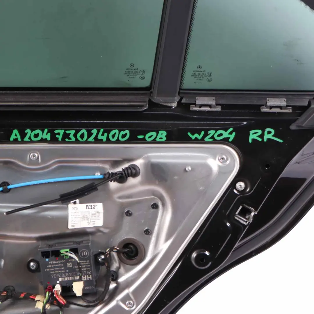 Mercedes W204 Door Rear Right O/S Covering Obsidian Black Metallic - 197 - SKU A2047302200-OB2 - Part number A2047302200