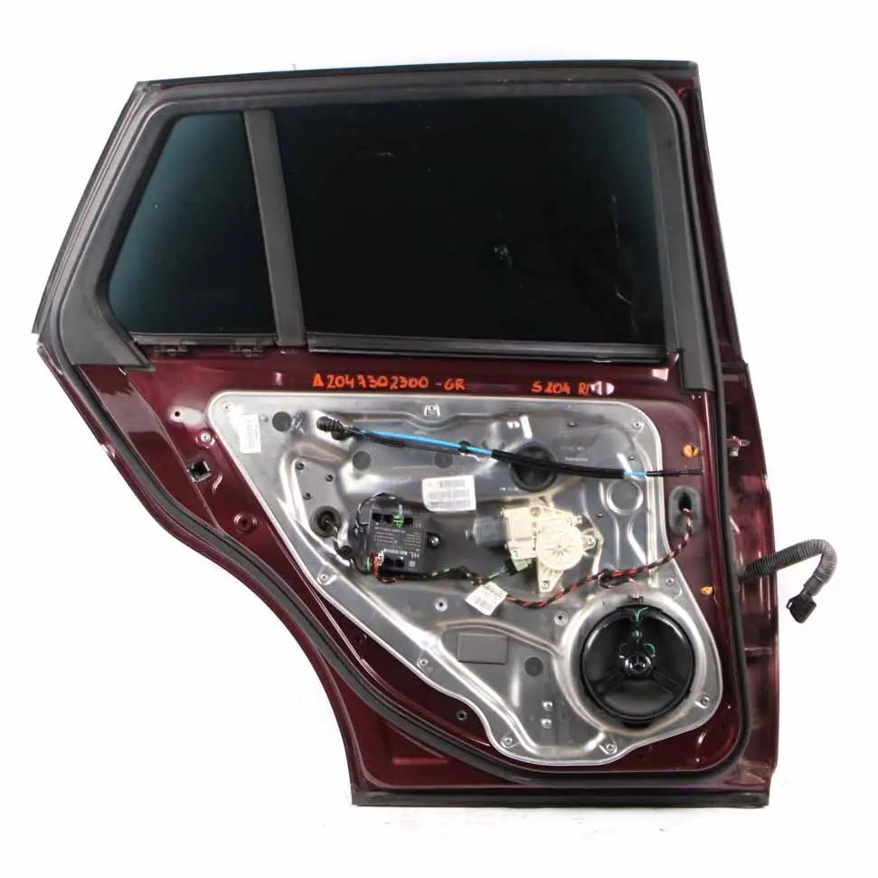Door Rear Left N/S Covering Carneol Red Metallic - 544 to Mercedes S204 Estate with Part number A2047302300 Mercedes S204 Estate Door Rear Left N/S Covering Carneol Red Metallic - 544 - SKU A2047302300-CR - Part number A2047302300