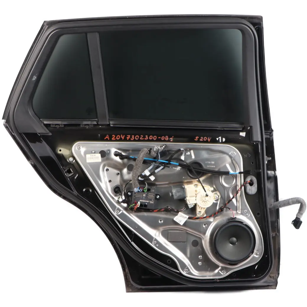 Door Rear Left N/S Covering Obsidian Black Metallic - 197 to Mercedes S204 Estate with Part number A2047302300 Mercedes S204 Estate Door Rear Left N/S Covering Obsidian Black Metallic - 197 - SKU A2047302300-OB1 - Part number A2047302300