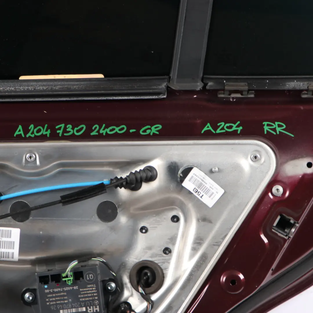 Door Rear Right O/S Covering Carneol Red Metallic - 544 to Mercedes S204 Estate with Part number A2047302400 Mercedes S204 Estate Door Rear Right O/S Covering Carneol Red Metallic - 544 - SKU A2047302400-CR - Part number A2047302400