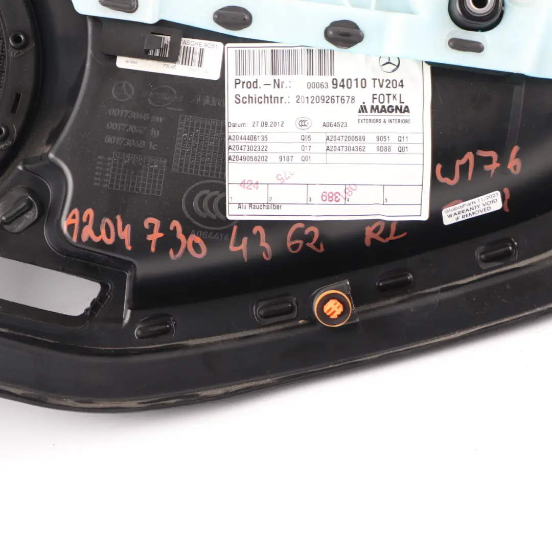 Mercedes W204 Door Card Rear Left N/S Trim Panel Cover Lining Black - SKU A2047304362 - Part number A2047304362