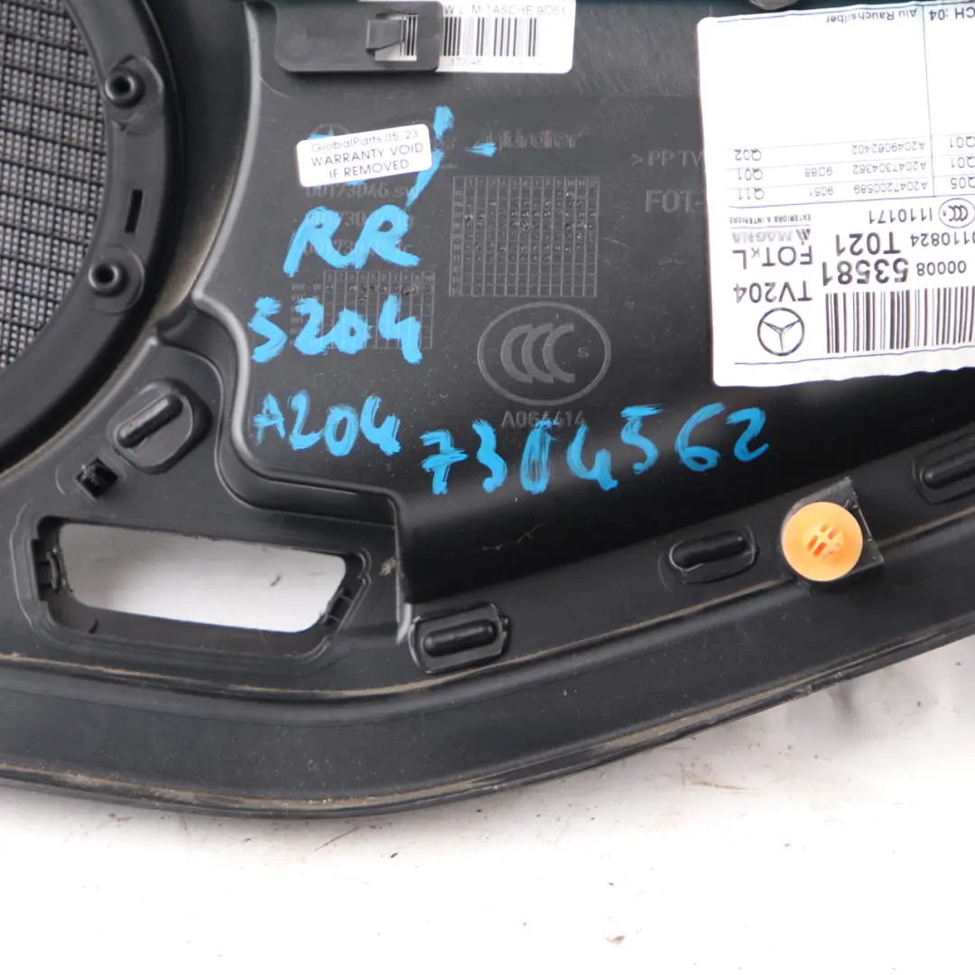 Scheda porta rivestimento posteriore destro nero per Mercedes W204 con numero di parte A2047304562 Mercedes W204 Scheda porta rivestimento posteriore destro nero - SKU A2047304562 - Numero di parte A2047304562