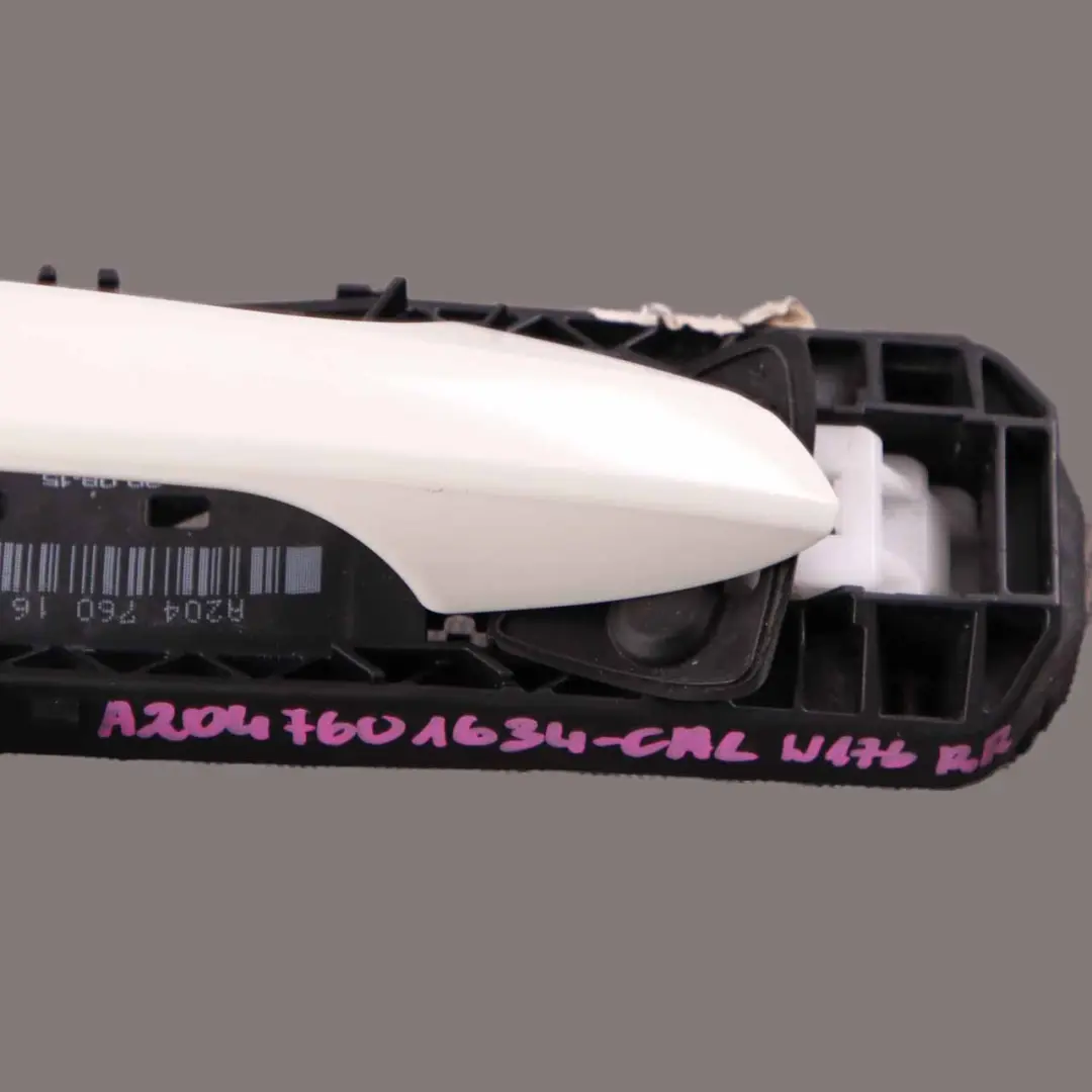 Door Handle Mercedes W176 Rear Right O/S Outside Calcite White to with Part number A2047601634 Door Handle Mercedes W176 Rear Right O/S Outside Calcite White - SKU A2047601634-CW - Part number A2047601634