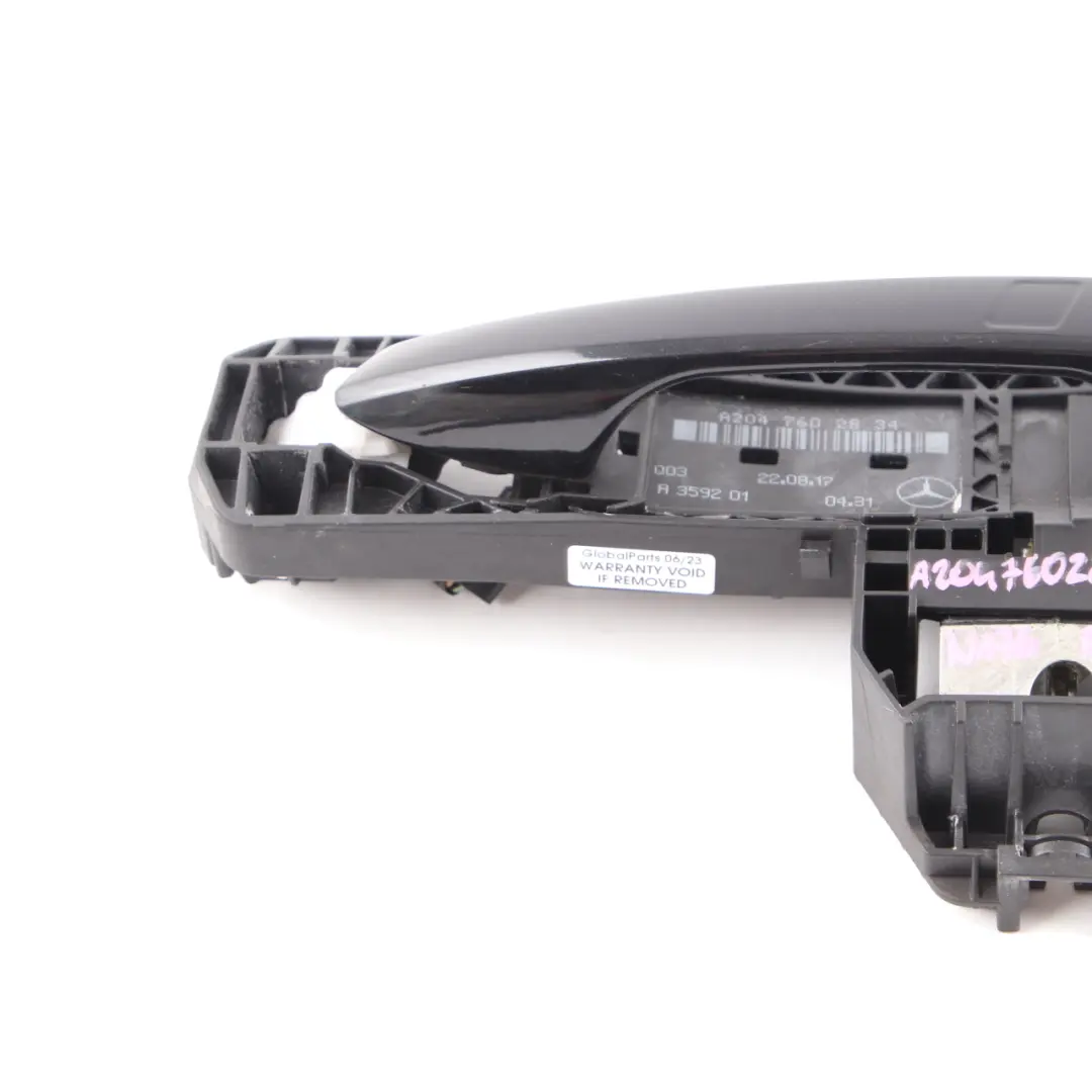 Door Grab Handle Rear Left N/S Outside Kosmos Black Metallic - 191 to Mercedes W176 with Part number A2047602834 Mercedes W176 Door Grab Handle Rear Left N/S Outside Kosmos Black Metallic - 191 - SKU A2047602834-KB - Part number A2047602834