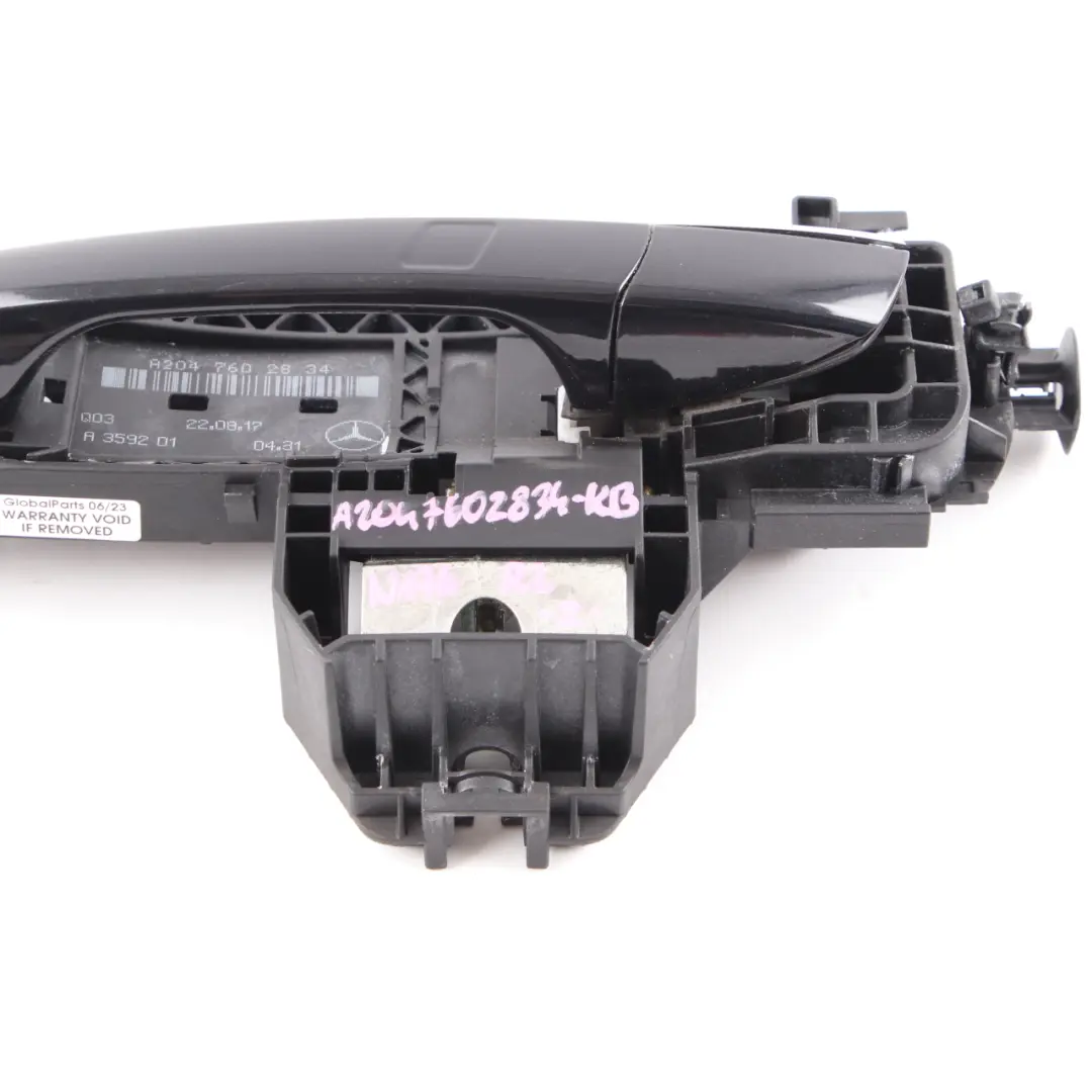 Mercedes W176 Door Grab Handle Rear Left N/S Outside Kosmos Black Metallic - 191 - SKU A2047602834-KB - Part number A2047602834