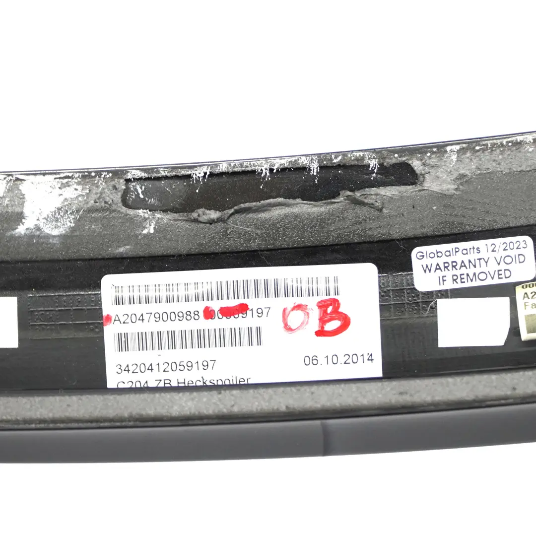 Mercedes C204 Coupe Alerón Trasero AMG Maletero Embellecedor Negro Obsidiana 197 - SKU A2047900988-OB - Número de pieza A2047900988