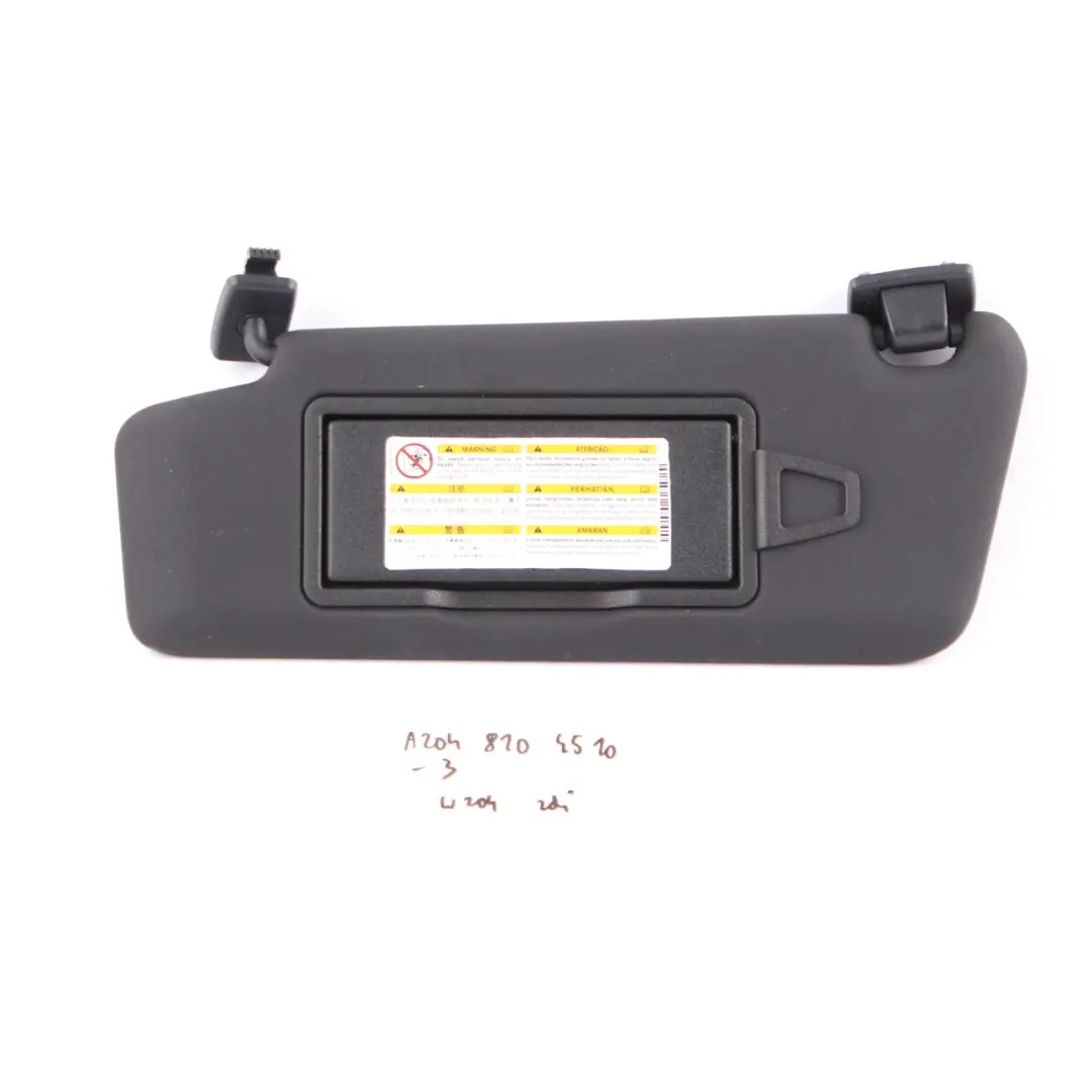 Sun Visor Left N/S Cover Trim Panel Black to Mercedes W204 with Part number A2048104510 Mercedes W204 Sun Visor Left N/S Cover Trim Panel Black - SKU A2048104510-3 - Part number A2048104510