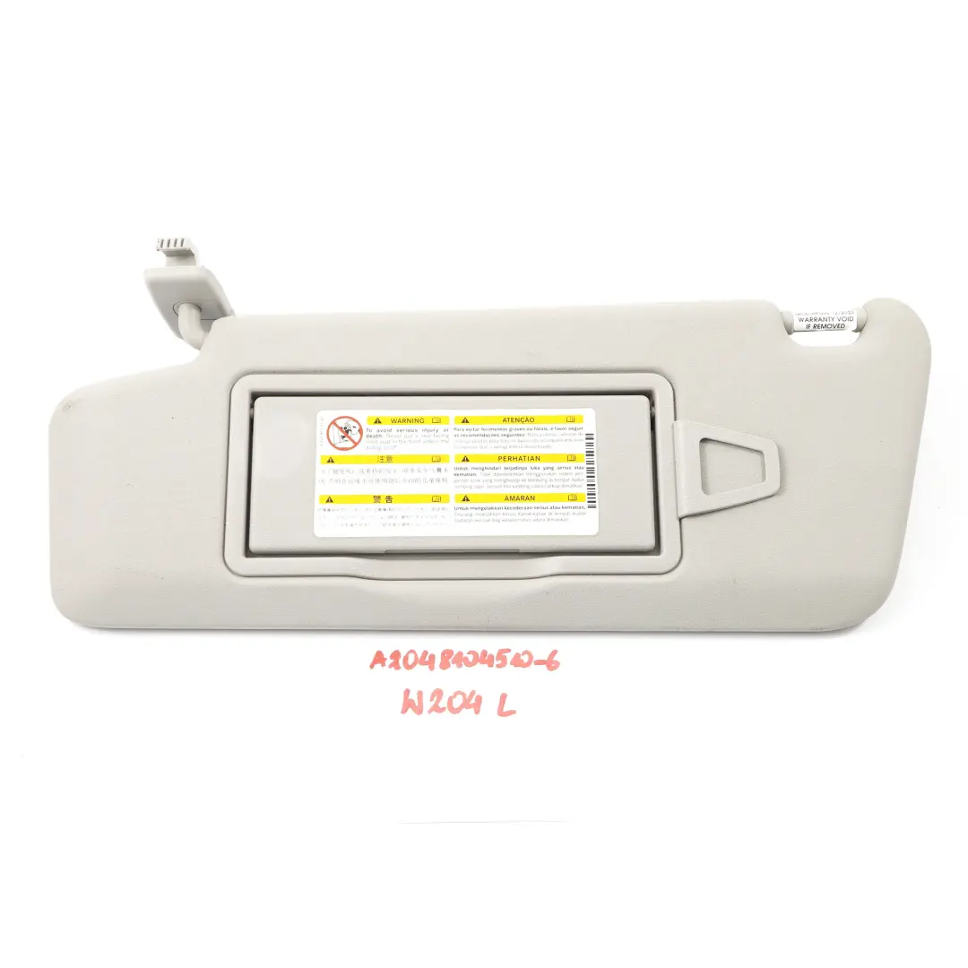 Mercedes W204 Sun Visor Cover Left N/S Trim Grey - SKU A2048104510-5 - Part number A2048104510