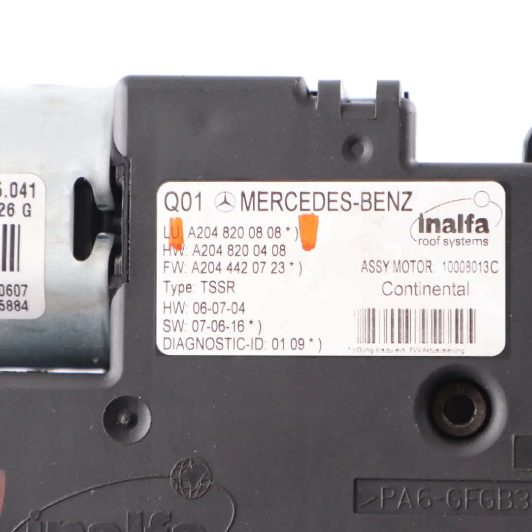 Tetto Apribile Controllo Motore Scorrevole Attuatore per Mercedes W204 con numero di parte A2048200808 Mercedes W204 Tetto Apribile Controllo Motore Scorrevole Attuatore - SKU A2048200808 - Numero di parte A2048200808