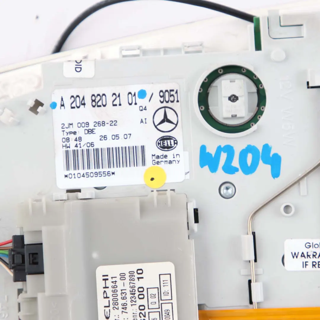 Mercedes-Benz C-Class W204 Interior Roof Light Reading Lamp Black to with Part number A2048202101 Mercedes-Benz C-Class W204 Interior Roof Light Reading Lamp Black - SKU A2048202101 - Part number A2048202101