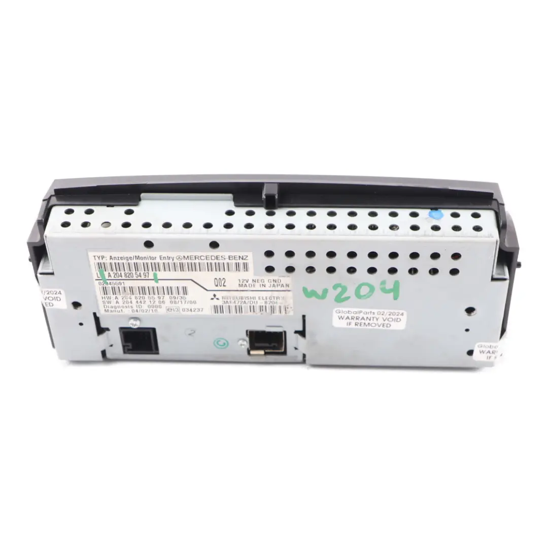 Mercedes W204 Wyświetlacza Radio Multimedia Nawigacja Sat Nav A1729016600 - SKU A2048205497 - Numer Części A2048205497