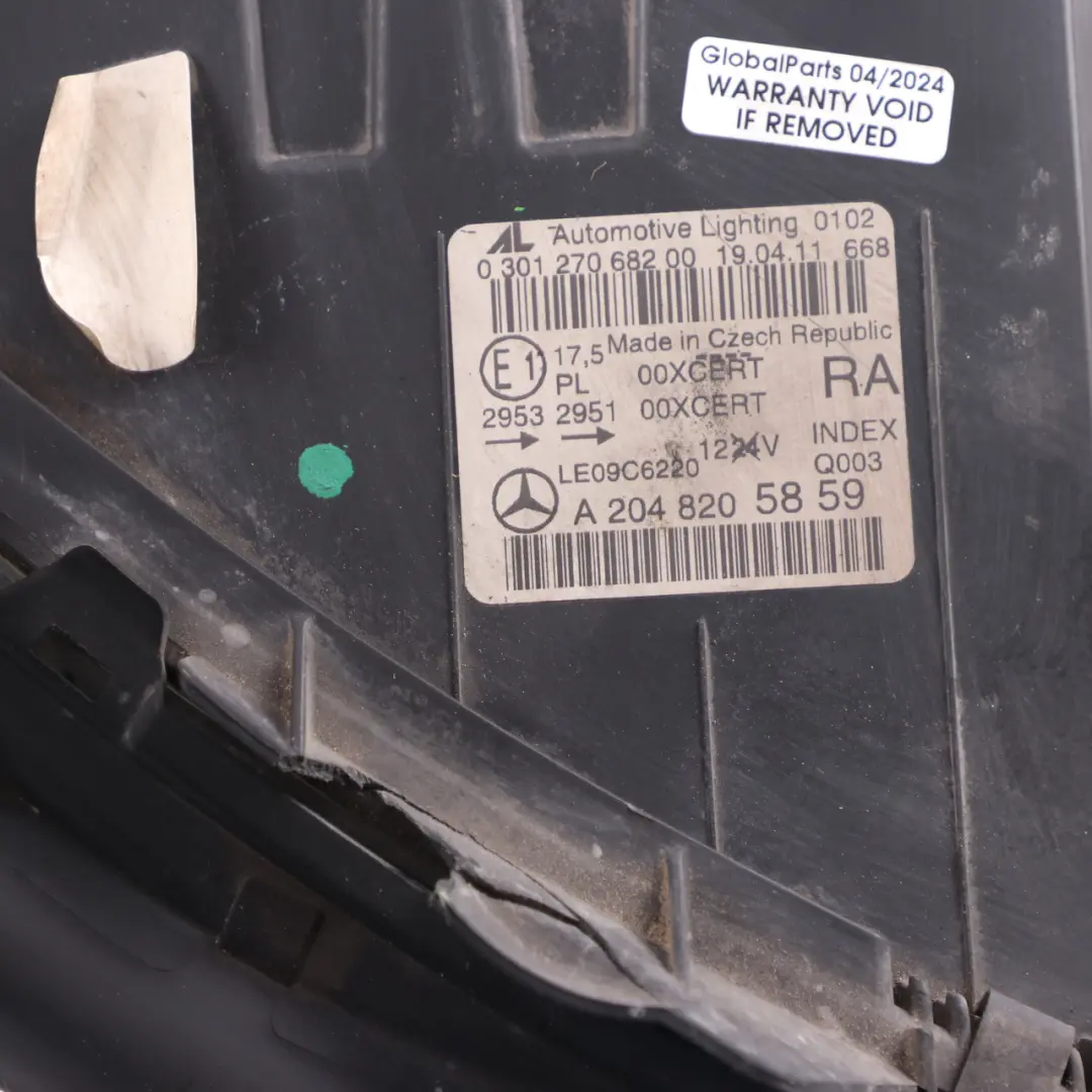 Headlamp Headlight Xenon Lamp Light Front Right O/S to Mercedes W204 with Part number A2048205859 Mercedes W204 Headlamp Headlight Xenon Lamp Light Front Right O/S - SKU A2048205859 - Part number A2048205859
