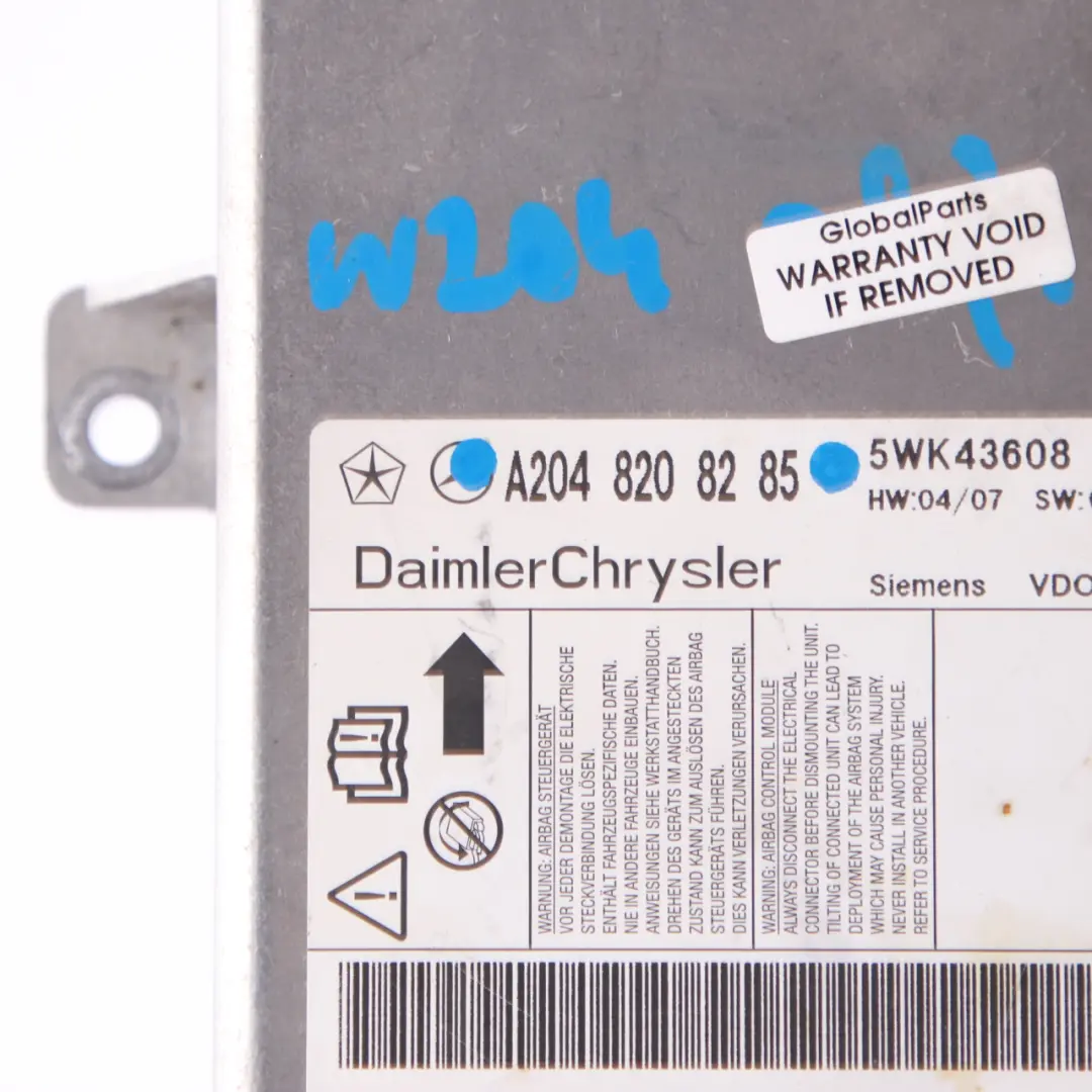 Mercedes W204 Sensor Moduł Airbag Poduszek - SKU A2048208285 - Numer Części A2048208285