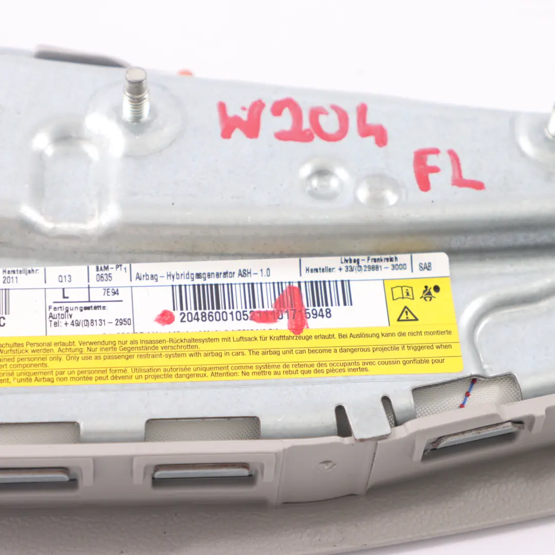  Asiento Airbag Mercedes W204 W212 Delantero Izquierdo Bolsa Gris - SKU A2048600105-1 - Número de pieza A2048600105