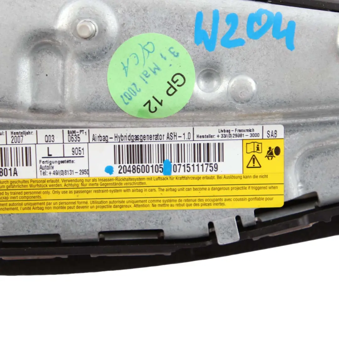 Mercedes W204 Siege Avant Gauche Airbag Lateral Airbag - SKU A2048600105 - Numéro de pièce A2048600105