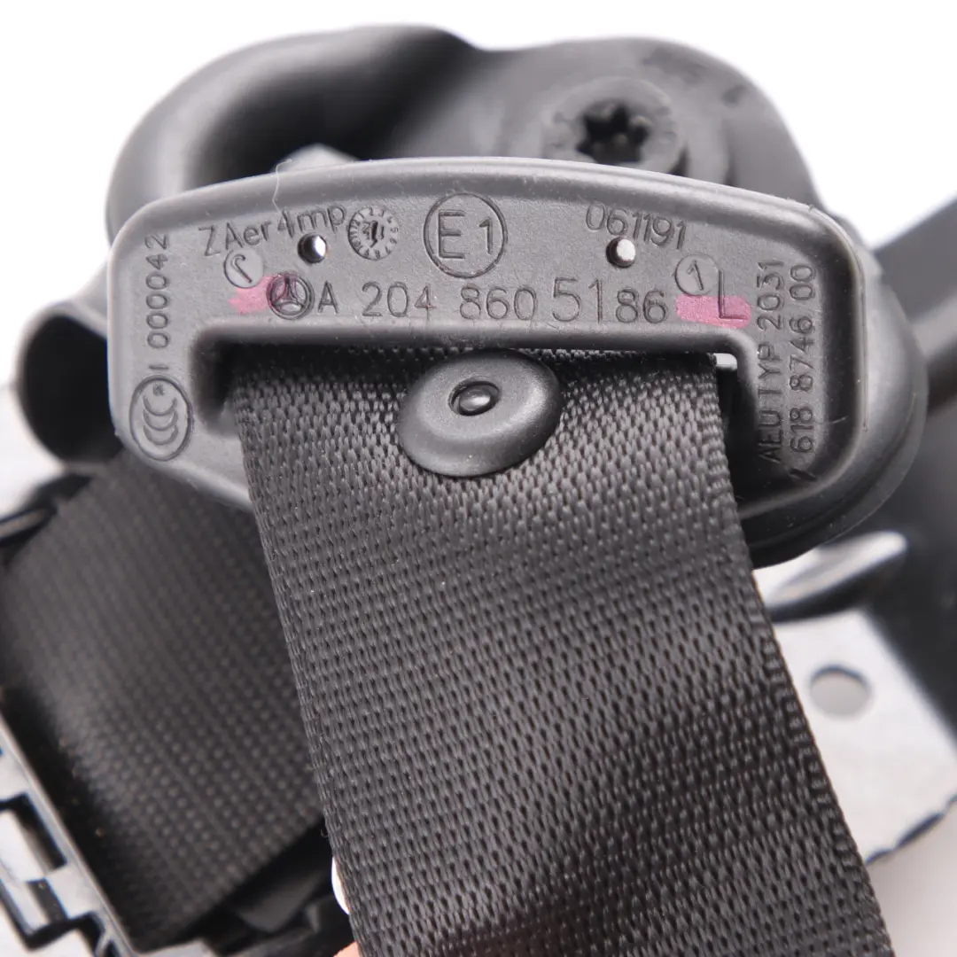 Mercedes W204 Seatbelt Front Left N/S Seat Safety Belt Black - SKU A2048605186 - Part number A2048605186