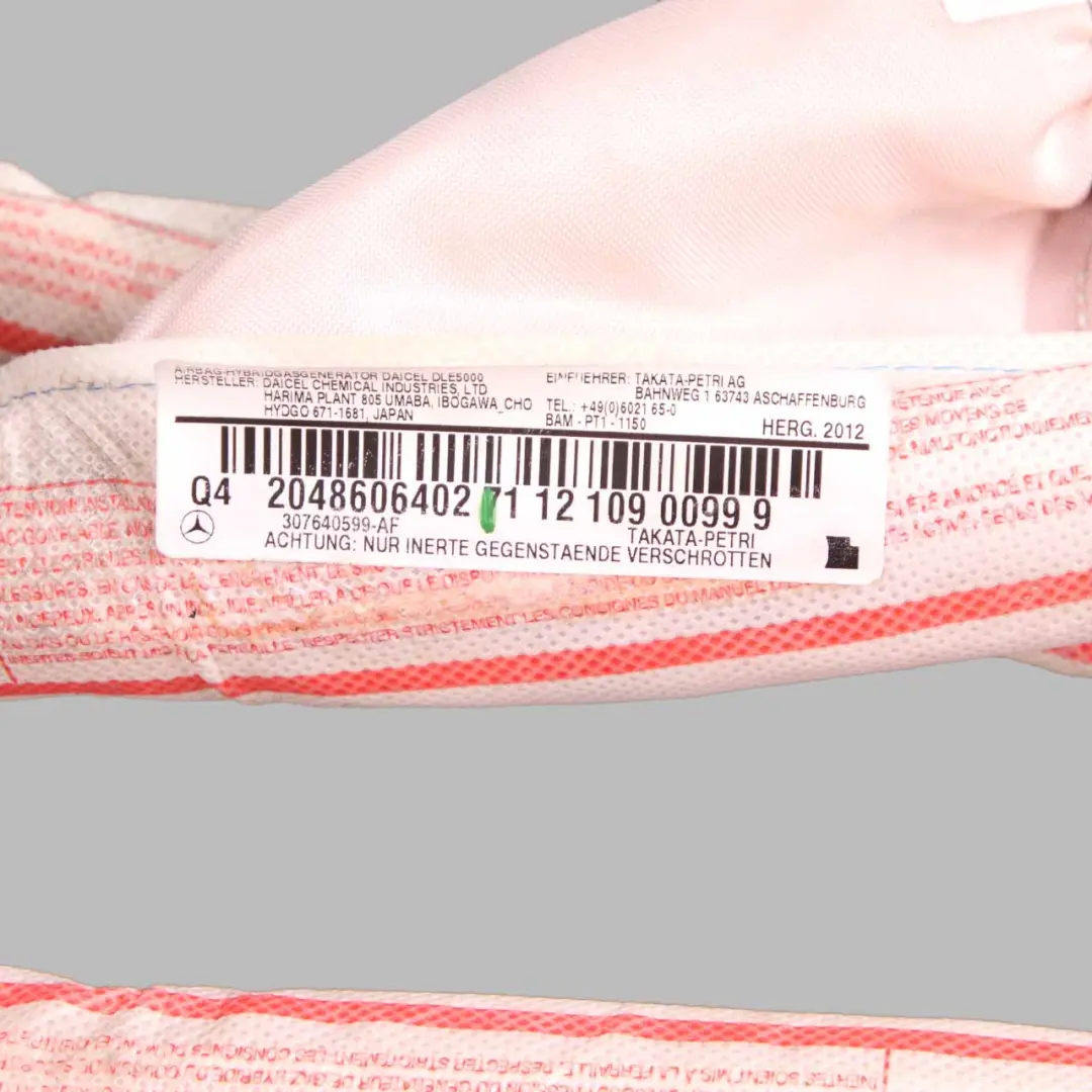 Airbag Testa Tettuccio Tenda Destra per Mercedes W204 C204 con numero di parte A2048606402 Mercedes W204 C204 Airbag Testa Tettuccio Tenda Destra - SKU A2048606402 - Numero di parte A2048606402