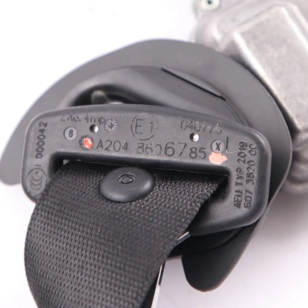Belt Safety Front Left N/S Seatbelt Black to Mercedes W204 Seat with Part number A2048606785 Mercedes W204 Seat Belt Safety Front Left N/S Seatbelt Black - SKU A2048606785 - Part number A2048606785