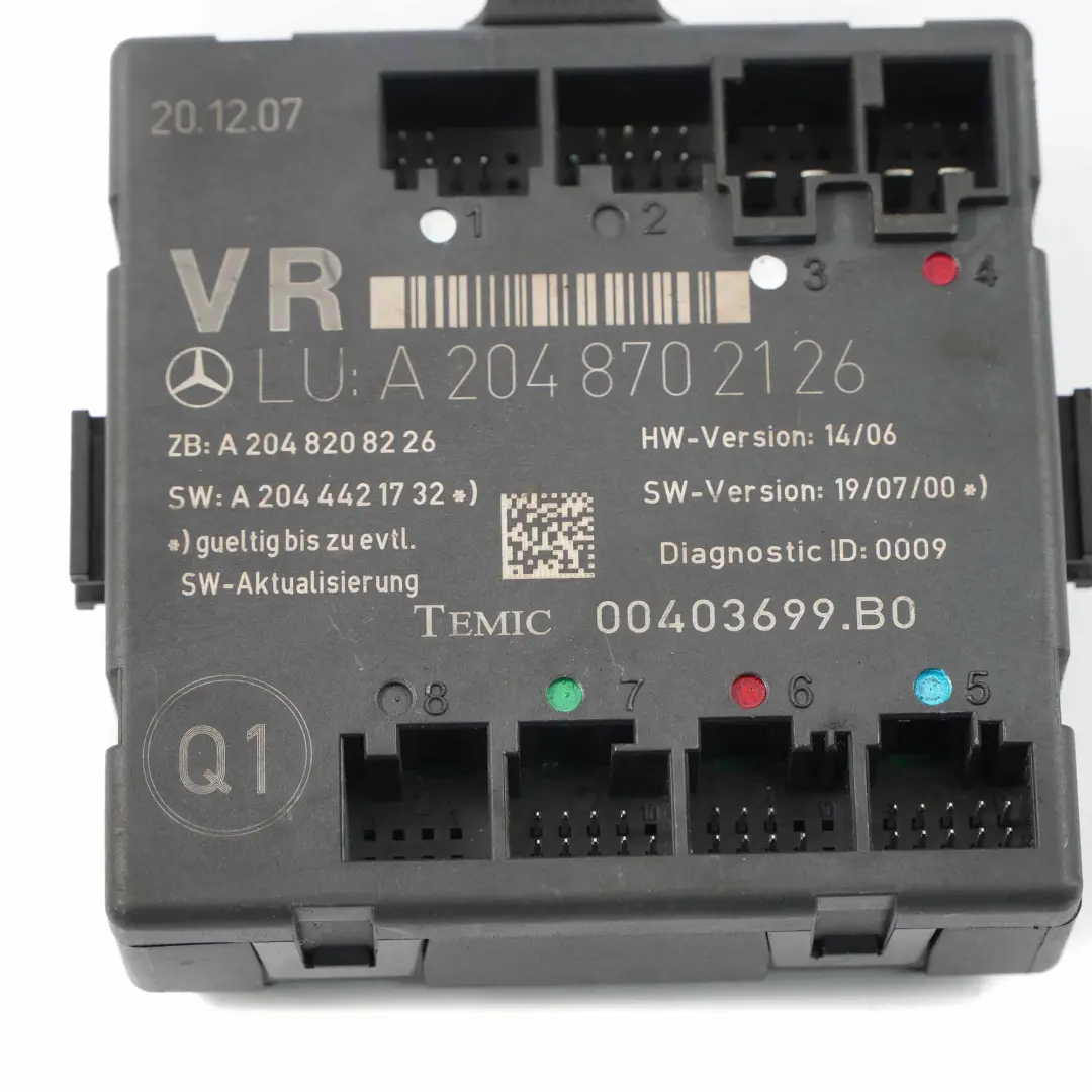 Modulo Centralina Porta Anteriore Destro per Mercedes W204 con numero di parte A2048702126 Mercedes W204 Modulo Centralina Porta Anteriore Destro - SKU A2048702126 - Numero di parte A2048702126
