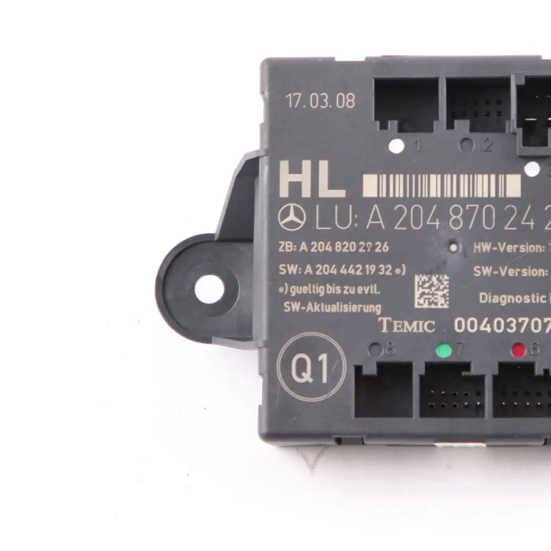 Module porte arrière gauche l'unité contrôle pour Mercedes W204 à propos du numéro de pièce A2048702426 Mercedes W204 Module porte arrière gauche l'unité contrôle - SKU A2048702426 - Numéro de pièce A2048702426
