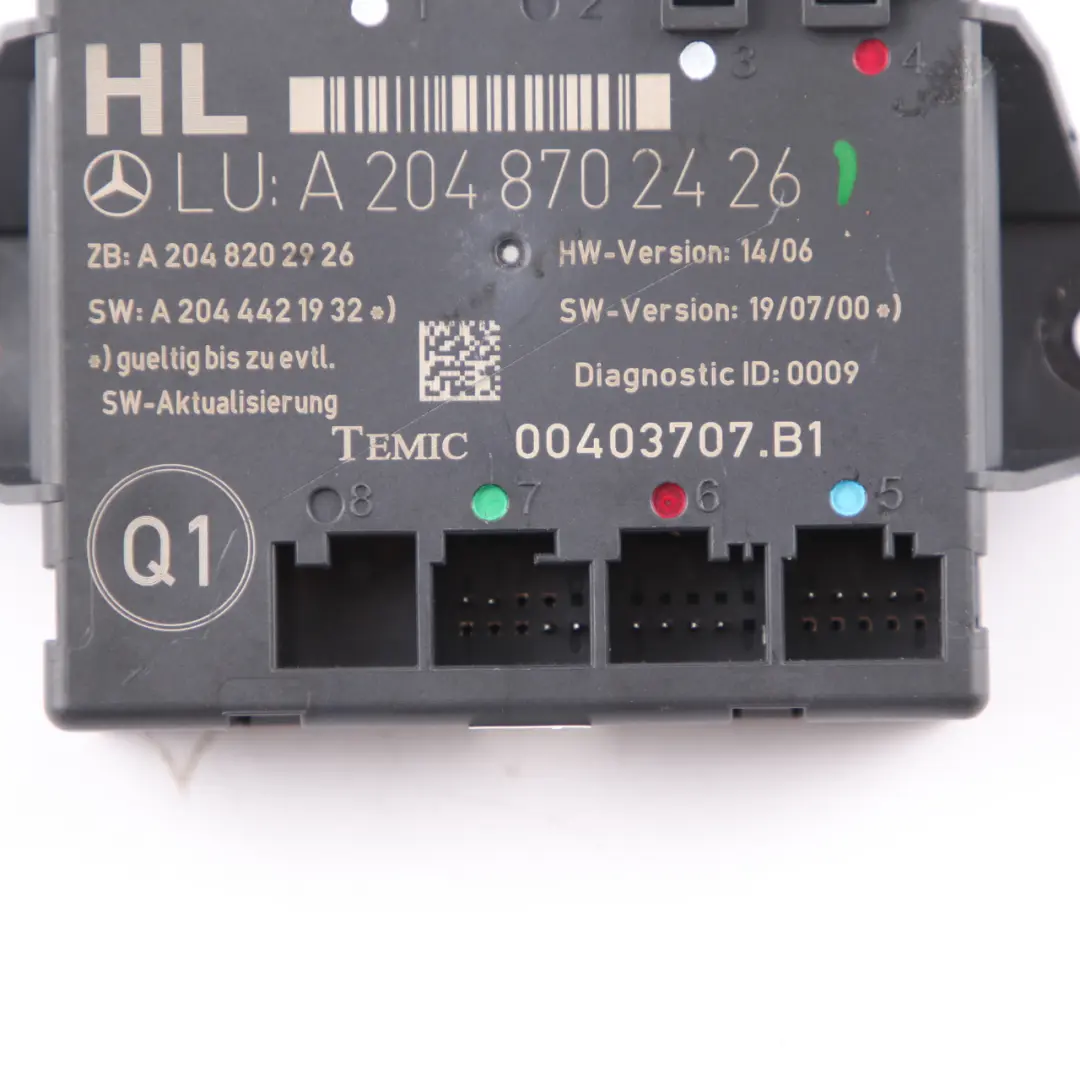 Door Module Rear Left N/S Control Unit Module to Mercedes W204 with Part number A2048702426 Mercedes W204 Door Module Rear Left N/S Control Unit Module - SKU A2048702426 - Part number A2048702426