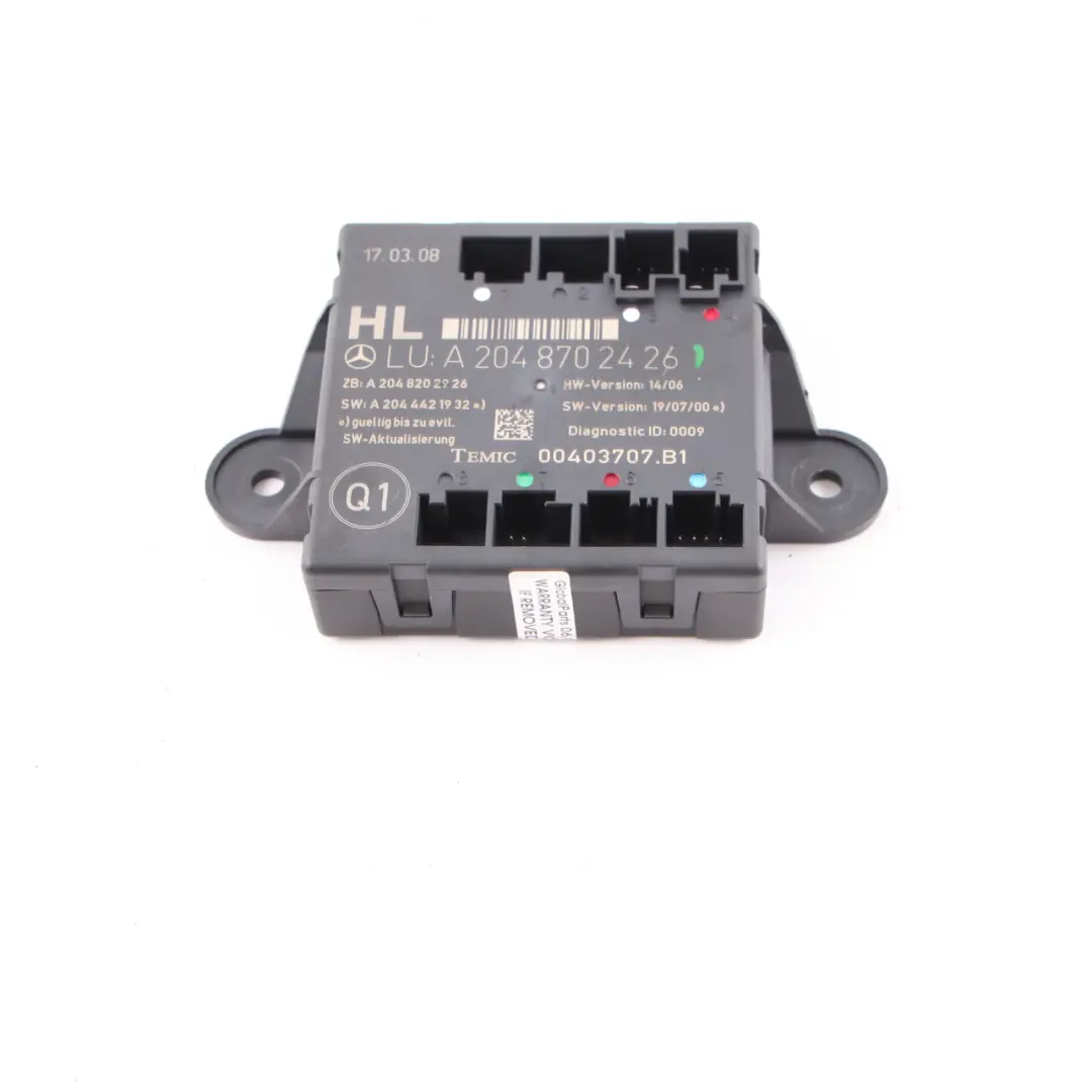 Module porte arrière gauche l'unité contrôle pour Mercedes W204 à propos du numéro de pièce A2048702426 Mercedes W204 Module porte arrière gauche l'unité contrôle - SKU A2048702426 - Numéro de pièce A2048702426