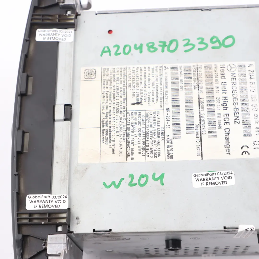 Mercedes W204 COMAND Navigation CD Player Radio Sat Nav Head Unit - SKU A2048703390 - Part number A2048703390