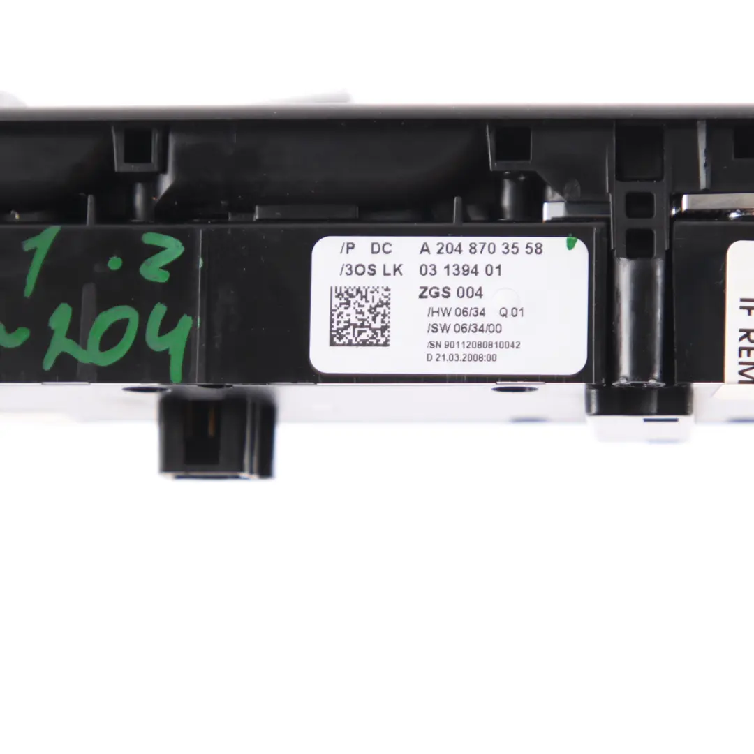 Mercedes W204 Window Switch Driver's Side Door Regulation Panel Unit - SKU A2048703558-1 - Numéro de pièce A2048703558