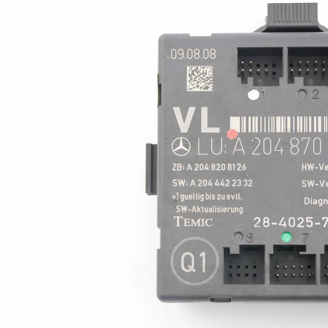  Door Module Mercedes W204 Front Left N/S Control Unit Module - SKU A2048704326 - Part number A2048704326