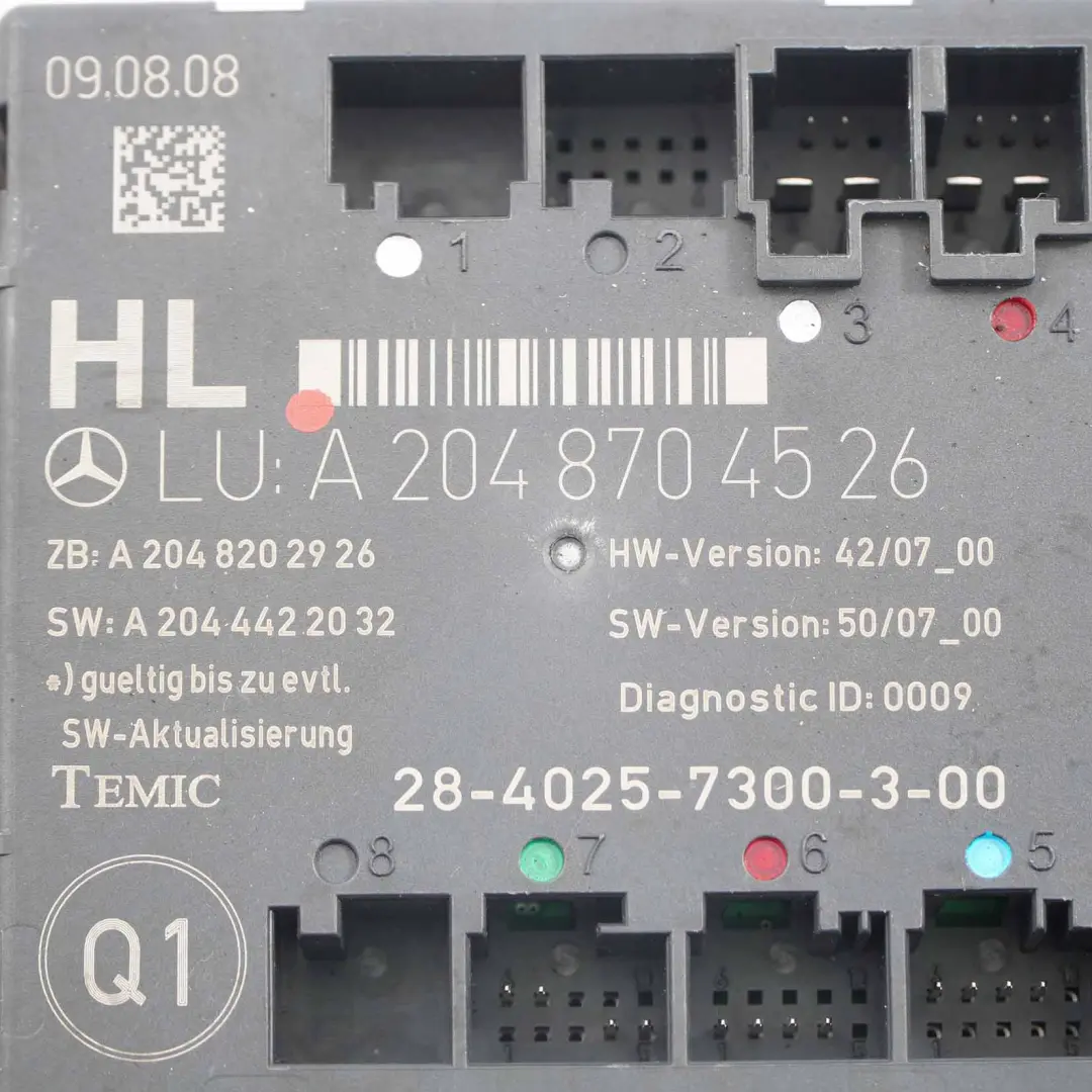  Türmodul Mercedes W204 Hinten Links Steuergerät Modul - SKU A2048704526 - Teilenummer A2048704526