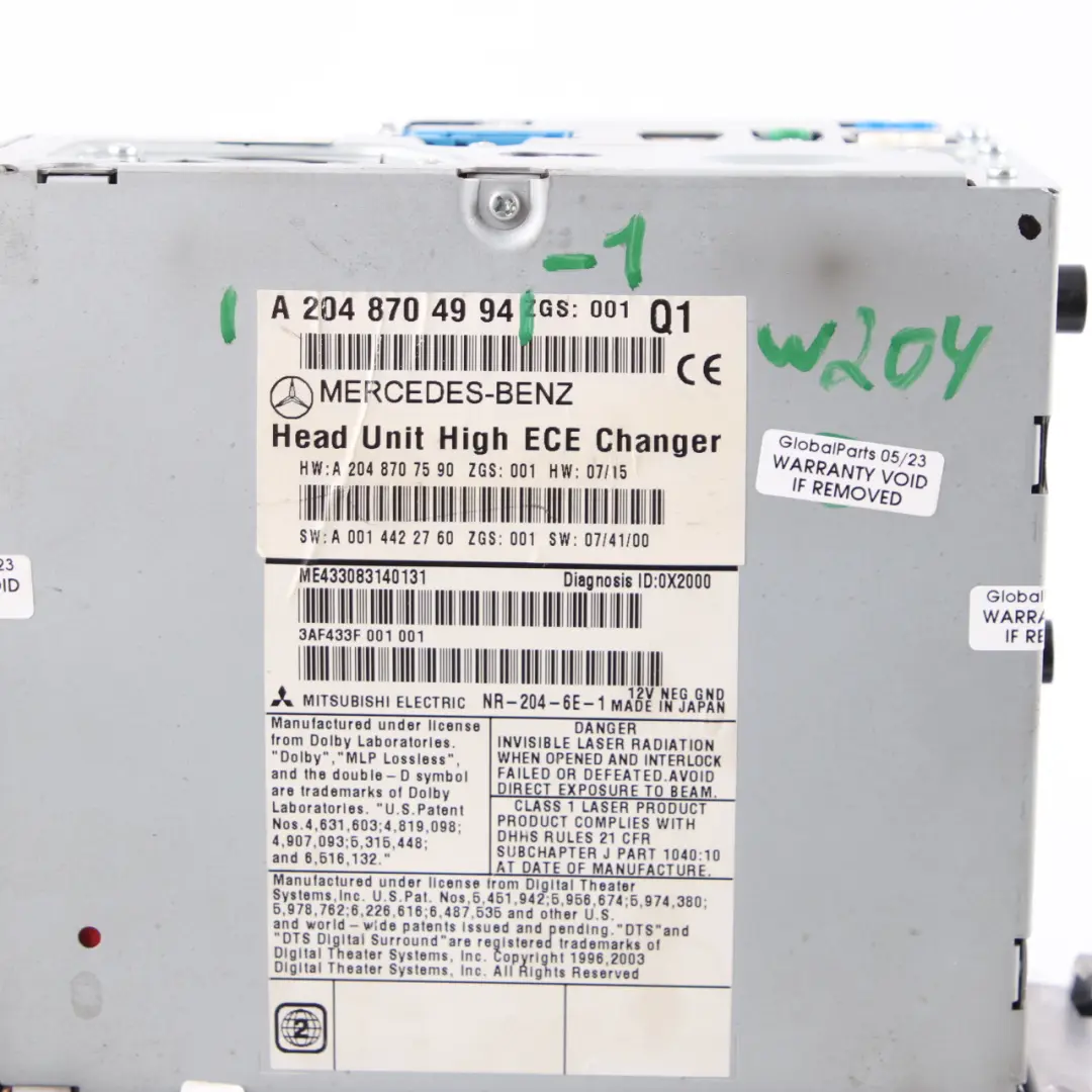 Mercedes W204 Navigation CD Player COMAND Radio Sat Nav Head Unit - SKU A2048704994-1 - Part number A2048704994