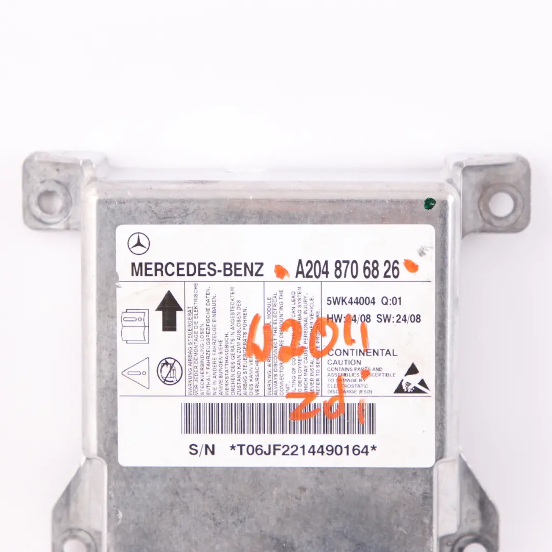 ECU Unità di controllo Modulo sensore Airbag per Mercedes W204 con numero di parte A2048706826 Mercedes W204 ECU Unità di controllo Modulo sensore Airbag - SKU A2048706826 - Numero di parte A2048706826