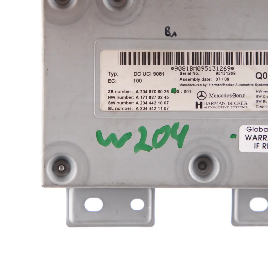 Módulo De Unidad De Control De Interfaz Multimedia para Mercedes W204 con número de pieza A2048708026 Mercedes W204 Módulo De Unidad De Control De Interfaz Multimedia - SKU A2048708026 - Número de pieza A2048708026