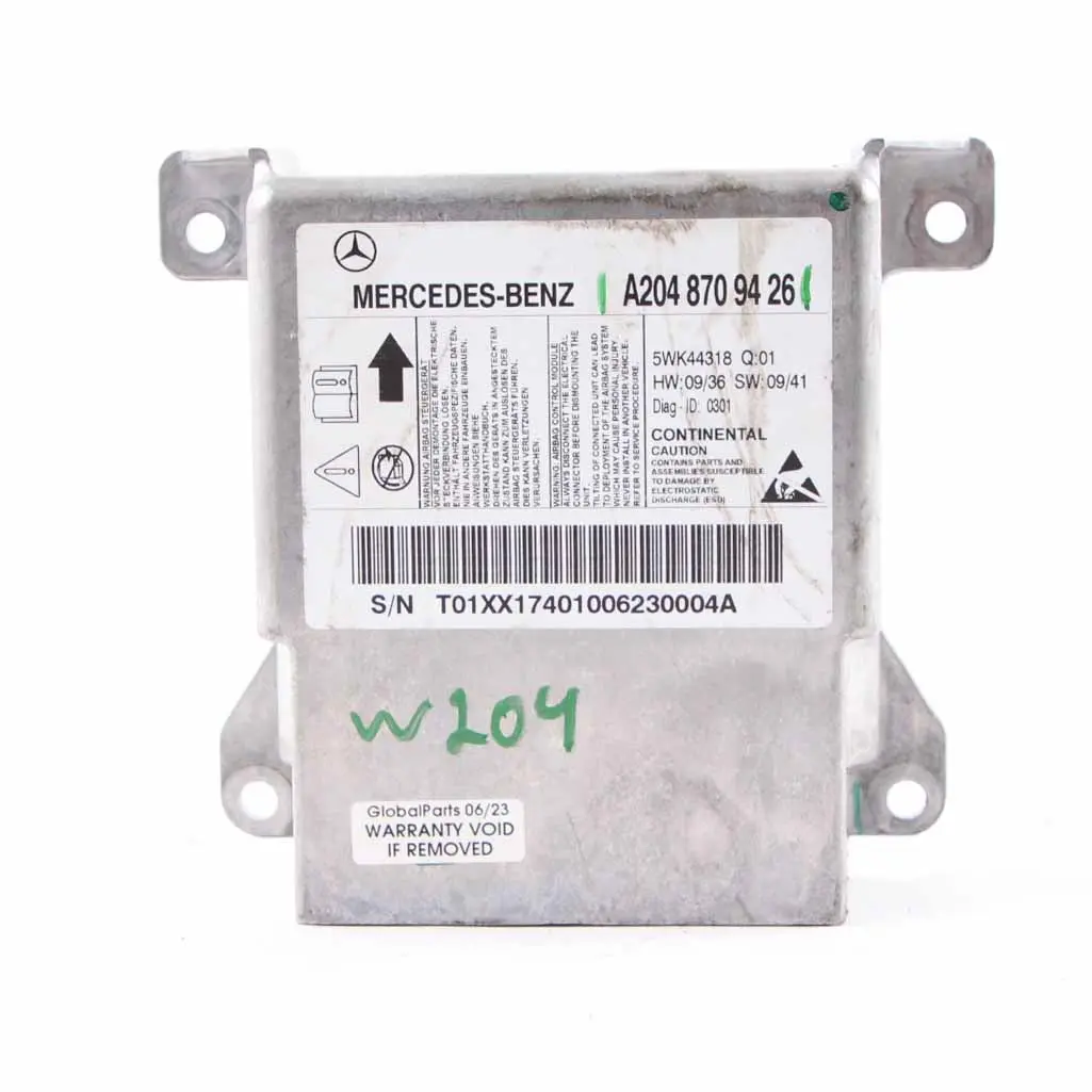 Mercedes W204 Airbag Module Control Unit SRS Sensor ECU - SKU A2048709426 - Part number A2048709426