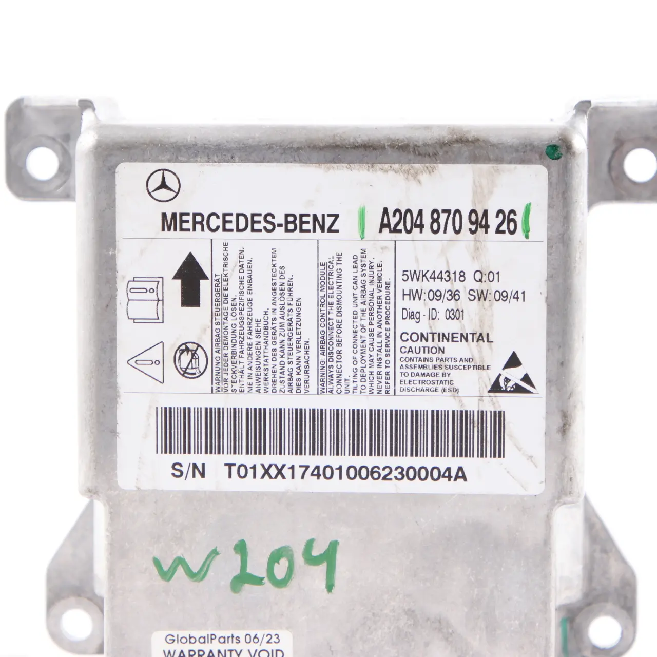 Mercedes W204 Aire Module Control Unit SRS Sensor ECU A2048709426