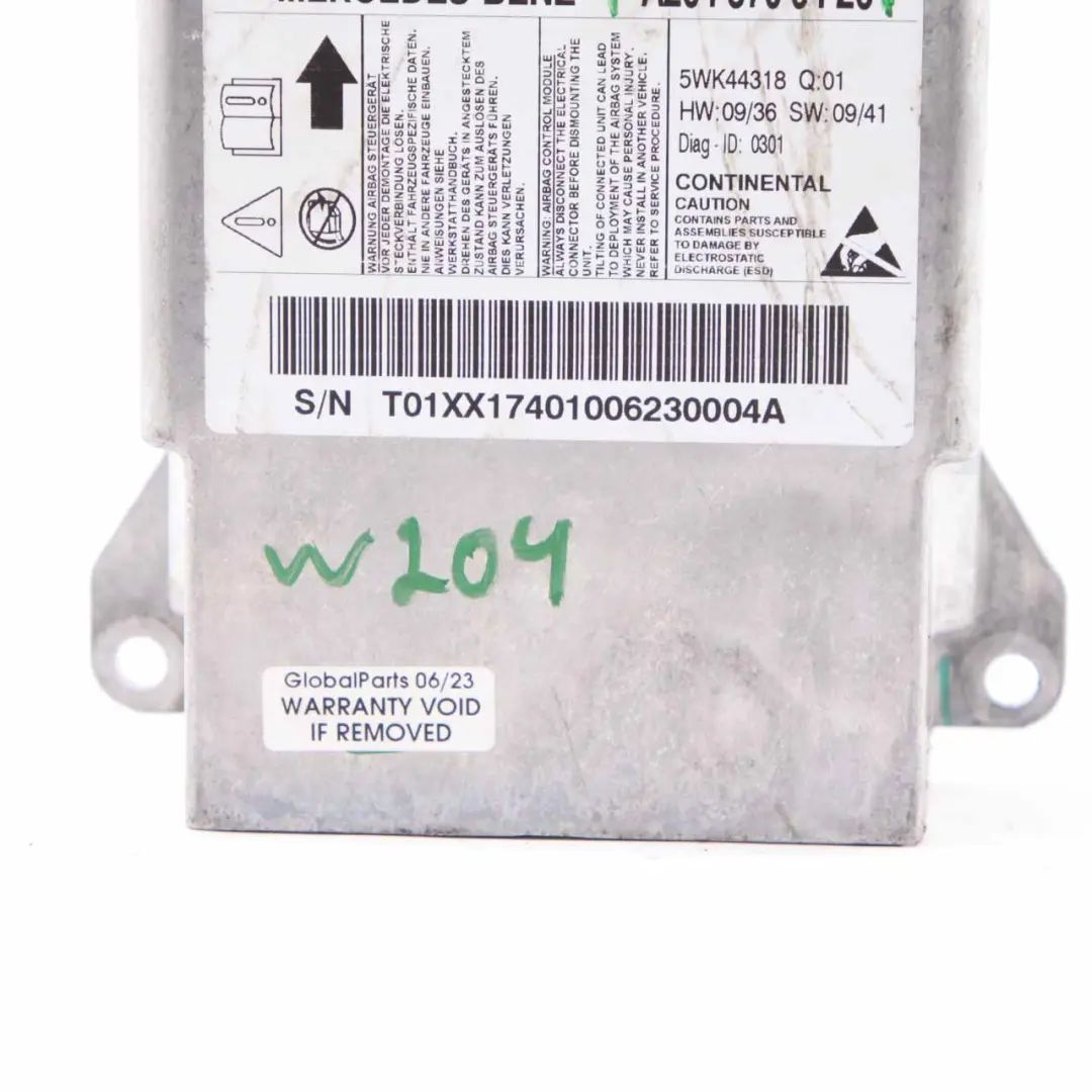 Mercedes W204 Airbag Modul Steuergerät SRS Sensor ECU - SKU A2048709426 - Teilenummer A2048709426
