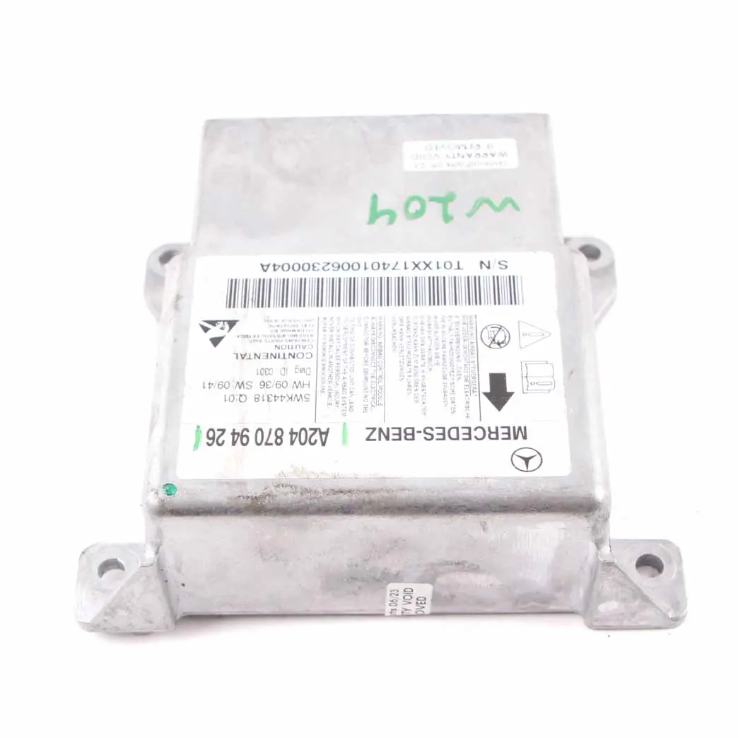 Mercedes W204 Airbag Modul Steuergerät SRS Sensor ECU - SKU A2048709426 - Teilenummer A2048709426
