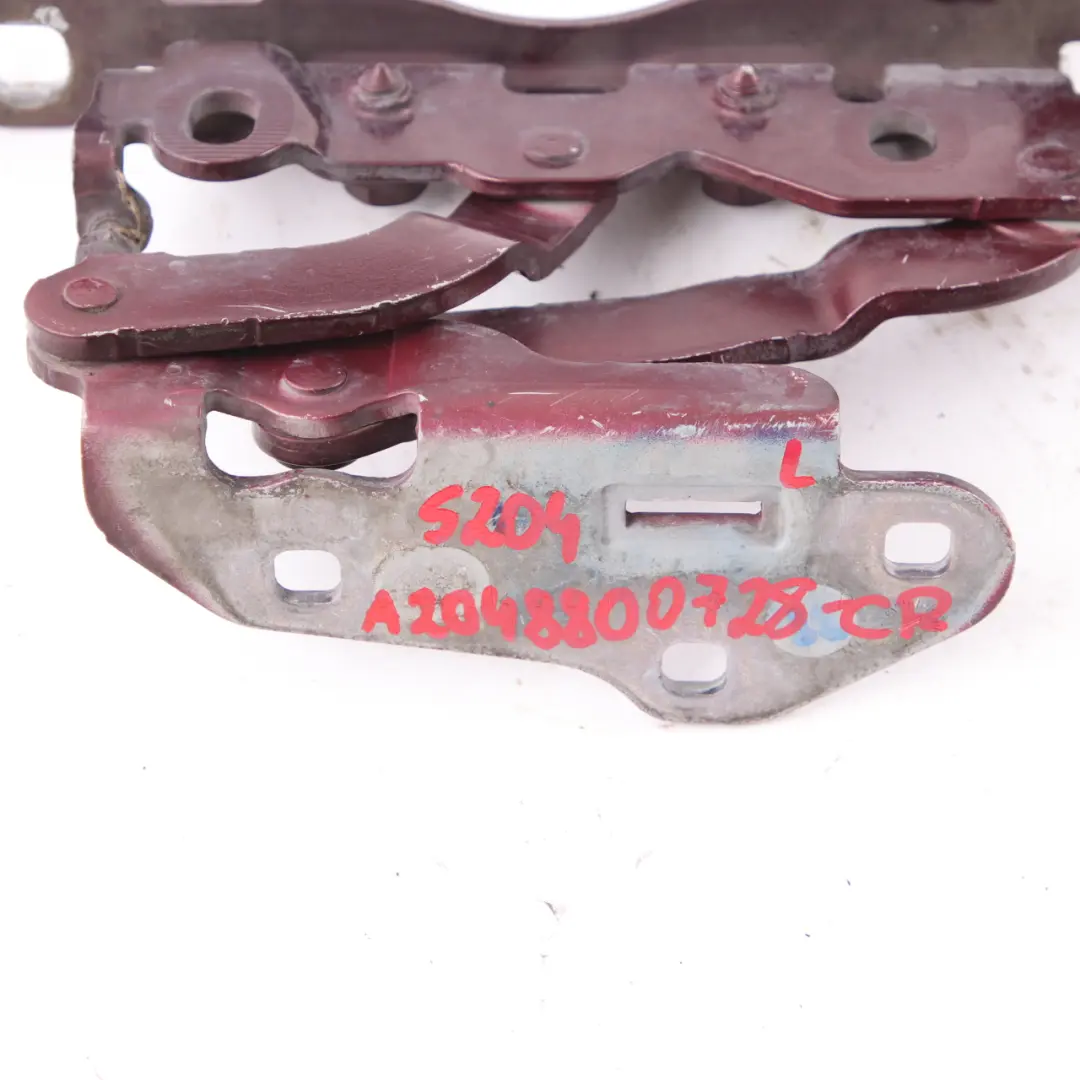 Mercedes W204 Hinge Left N/S Hood Bonnet Front Carneol Red Metallic - 544 - SKU A2048800728-CR - Part number A2048800728