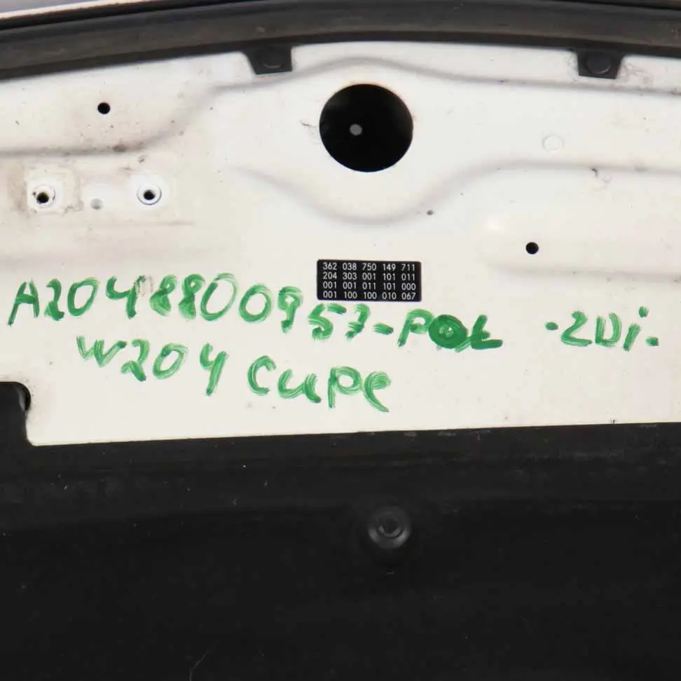 Mercedes W204 Hood Bonnet Trim Panel Engine Cover Polar White - 149 - SKU A2048800957-POL - Part number A2048800957